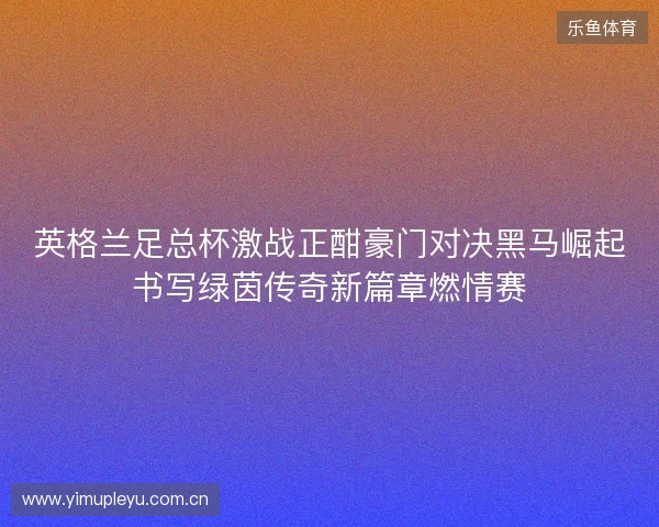 英格兰足总杯激战正酣豪门对决黑马崛起书写绿茵传奇新篇章燃情赛