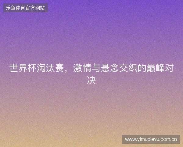 世界杯淘汰赛，激情与悬念交织的巅峰对决